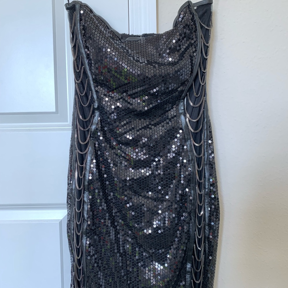 Mini Black sequins chain mesh dress